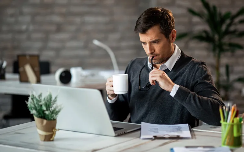 Business owner working on a laptop