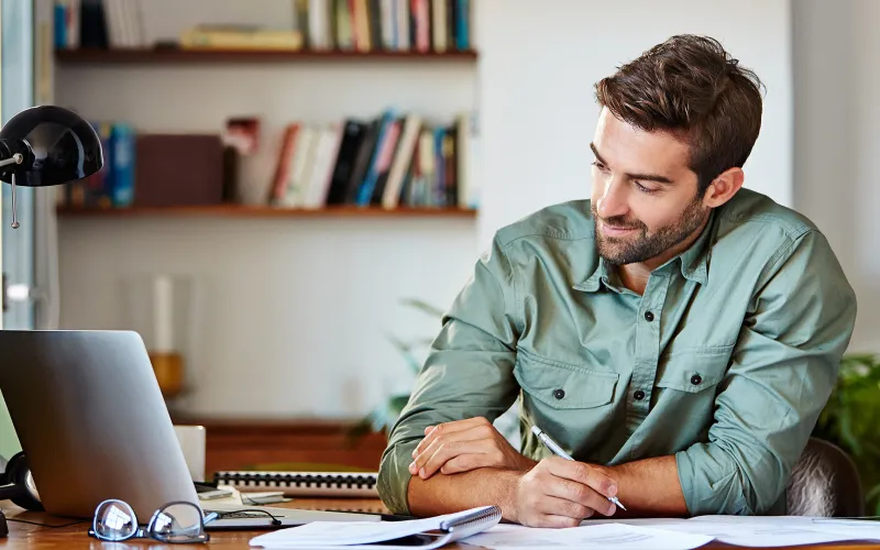 Man working on his business plan