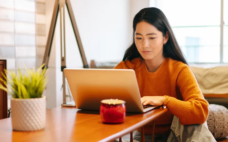 Woman working on a computer