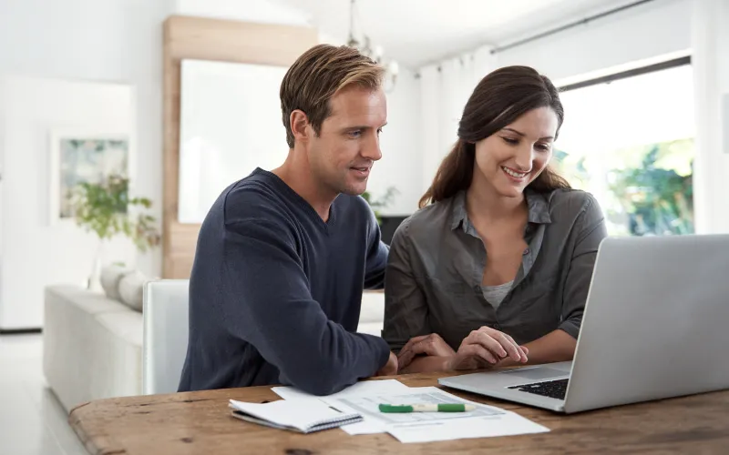 Couple working on a computer