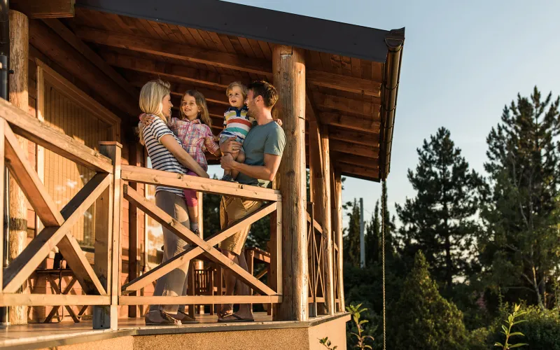 Family on deck at a vacation property