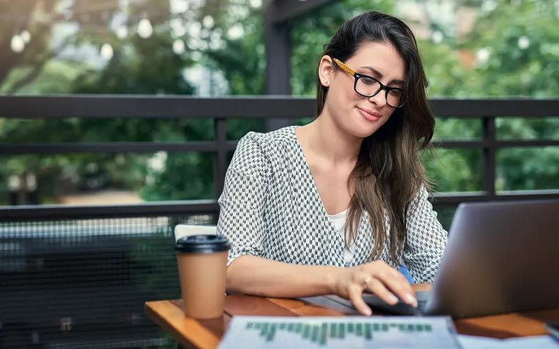 Woman working on laptop