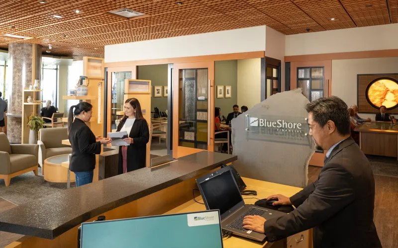 Staff in BlueShore Financial Spa branch