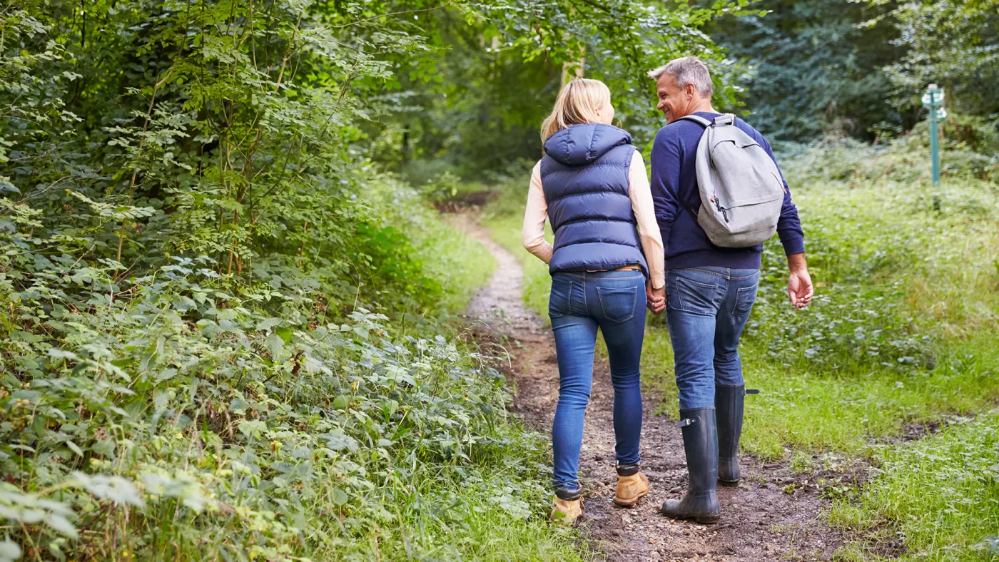 Older couple hiking