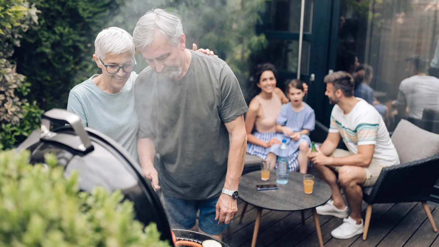 Family having a barbeque