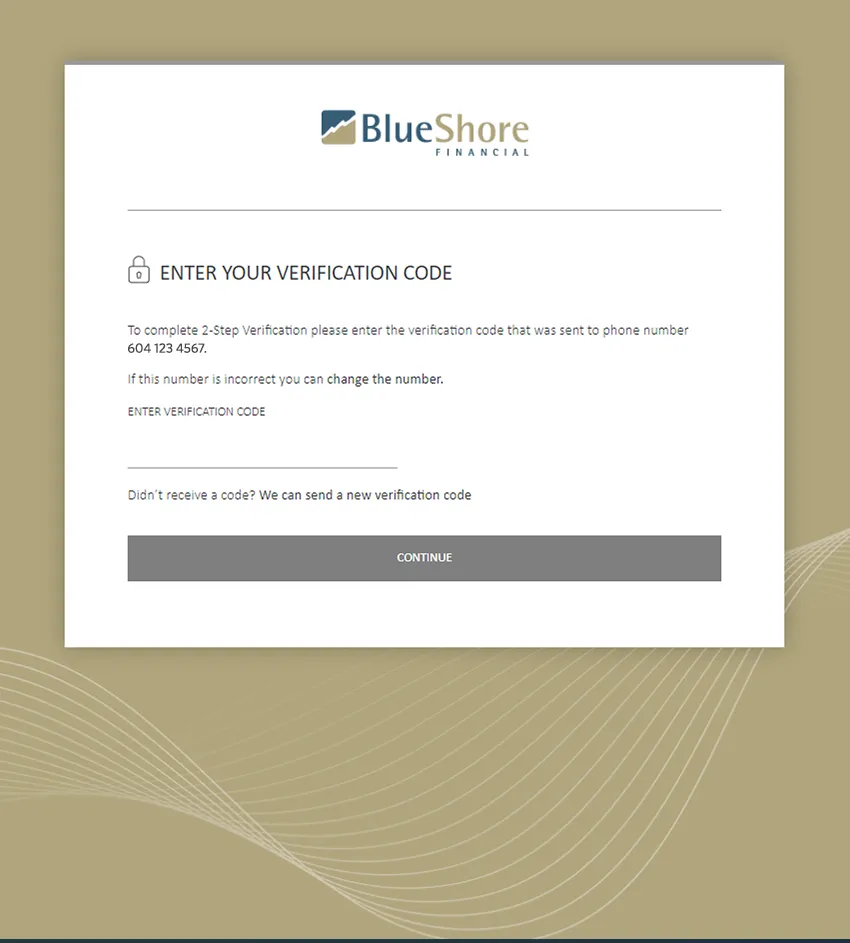 Page showing the option to send a verification code