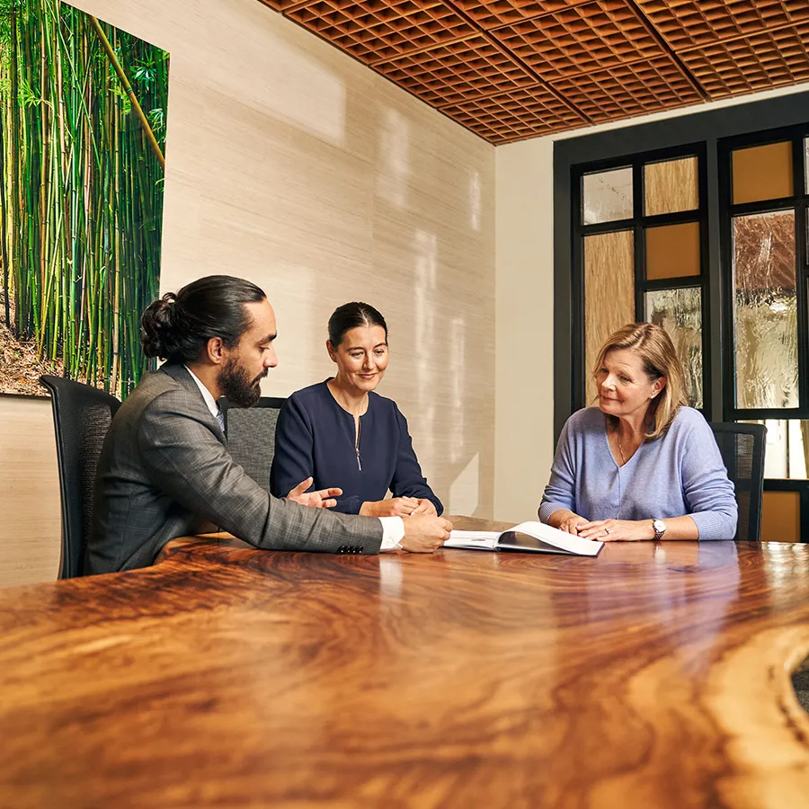 Clients speaking with a financial advisor at BlueShore Financial