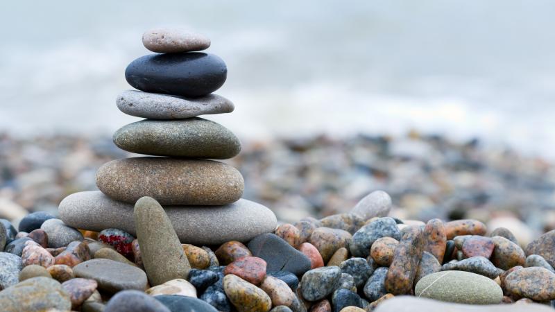 Balanced rocks on the beach