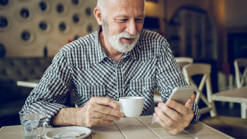 Man looking at smartphone