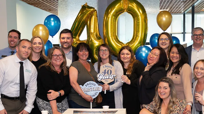 BlueShore Financials 40th birthday celebrations in their Whistler branch